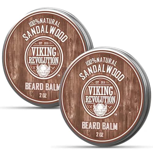 Viking Revolution Sandalwood Beard Balm - Beard Butter with Argan Oil, Beard Softener for Men with Jojoba Oil - Beard Moisturizer for Men with Beeswax - Beard Wax for Men (4 oz total, 2 x 2 oz) thumbnail 1