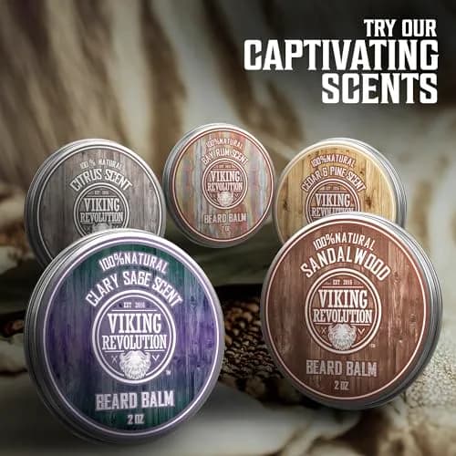 Viking Revolution Sandalwood Beard Balm - Beard Butter with Argan Oil, Beard Softener for Men with Jojoba Oil - Beard Moisturizer for Men with Beeswax - Beard Wax for Men (4 oz total, 2 x 2 oz) thumbnail 8