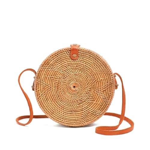 Novum Crafts Handmade Rattan Purse 20 cm (7.75") | Bali Woven Straw Crossbody Bag thumbnail 1