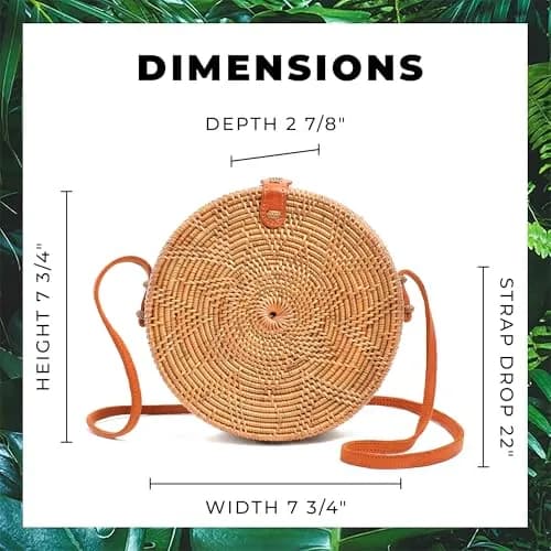 Novum Crafts Handmade Rattan Purse 20 cm (7.75") | Bali Woven Straw Crossbody Bag thumbnail 5