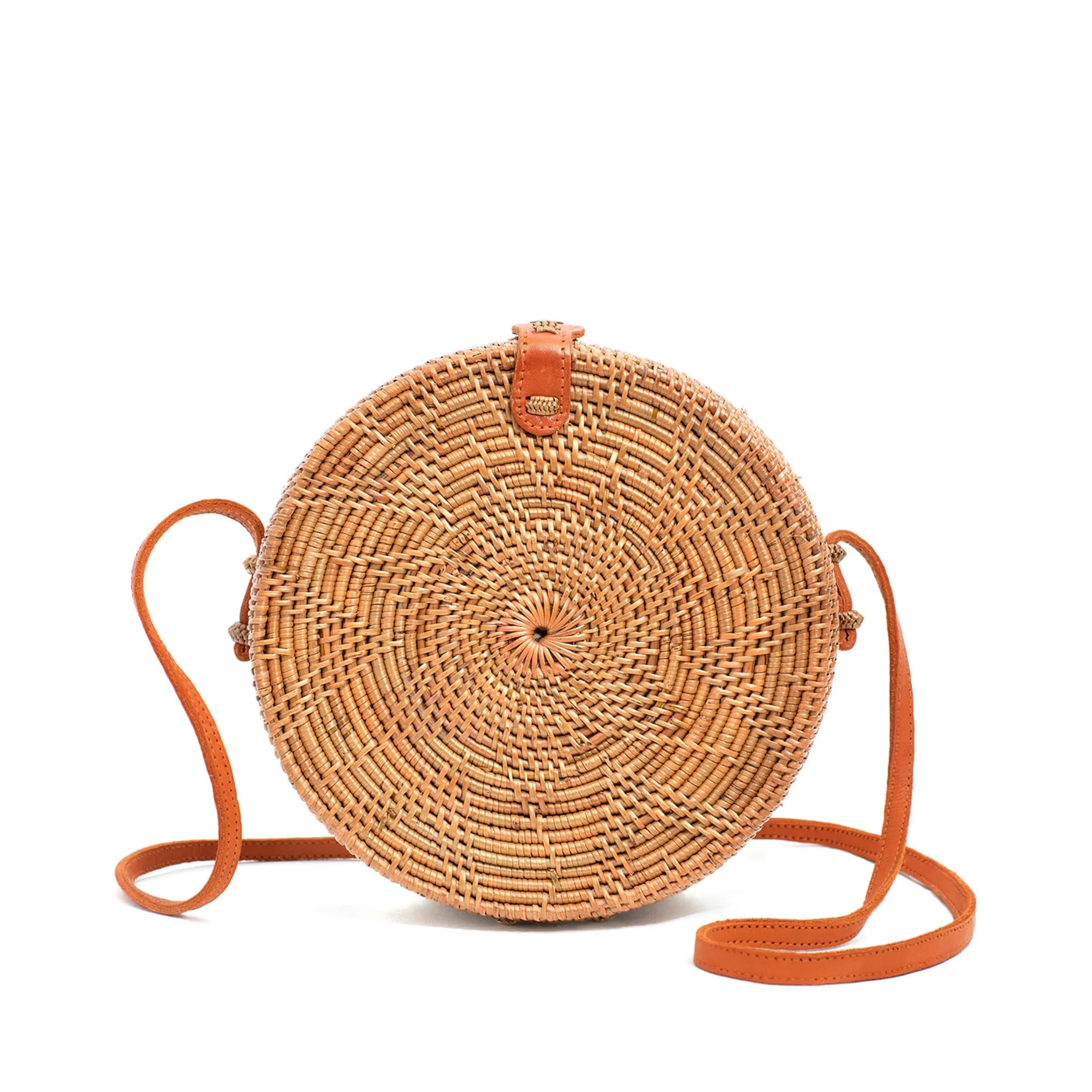 Novum Crafts Handmade Rattan Purse 20 cm (7.75") | Bali Woven Straw Crossbody Bag — Brown Star