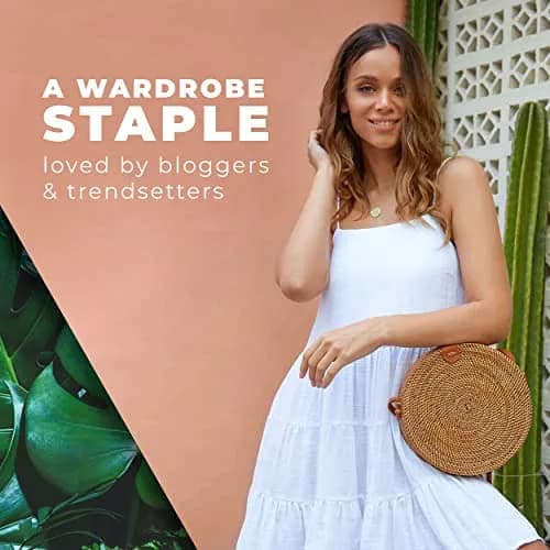 Novum Crafts Handmade Rattan Purse - Straw Wicker Crossbody Bag for Women | Tropical Bohemian Style (70-120 chars) thumbnail 2