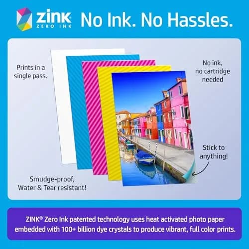 HP Sprocket 2x3 Portable Photo Printer - Purple | Instant Smartphone Color Wireless Printer thumbnail 5