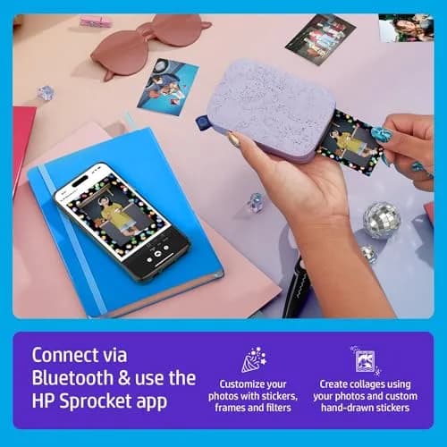 HP Sprocket 2x3 Portable Photo Printer - Purple | Instant Smartphone Color Wireless Printer thumbnail 3
