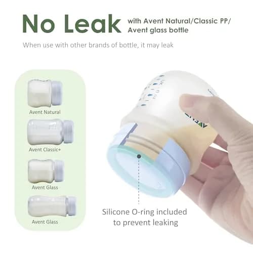 Maymom Travel Bottle Caps Compatible with Avent Bottles (6-Pack, Blue) | Replace Avent Natural Screw Ring & Sealing Disc thumbnail 5