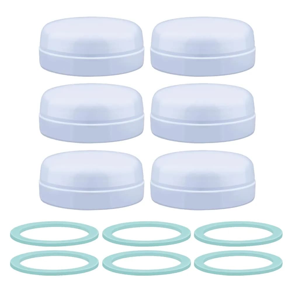 Maymom Travel Bottle Caps Compatible with Avent Bottles (6-Pack, Blue) | Replace Avent Natural Screw Ring & Sealing Disc - view 2