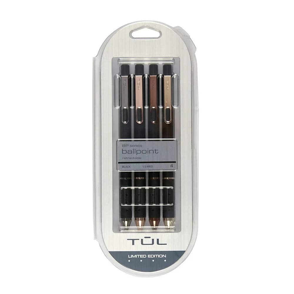TUL Brilliance Ballpoint Pens, Medium Point 1.0mm, Black Ink, Pack of 4 | Smooth Writing & Comfortable Grip - main product image