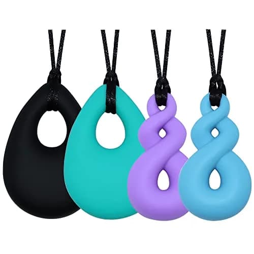 MaberryTech Direct Chew Necklace 4 Piece Set | Safe Silicone Chewy Sensory Toy for Kids thumbnail 1