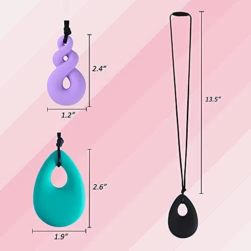 MaberryTech Direct Chew Necklace 4 Piece Set | Safe Silicone Chewy Sensory Toy for Kids thumbnail 2