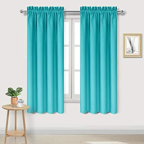 DWCN Blackout Curtains for Bedroom & Living Room 42 x 63 Inch Turquoise | Insulate & Block Light thumbnail 1