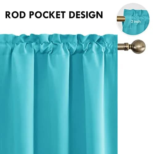 DWCN Blackout Curtains for Bedroom & Living Room 42 x 63 Inch Turquoise | Insulate & Block Light thumbnail 4