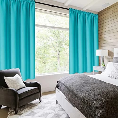 DWCN Blackout Curtains for Bedroom & Living Room 42 x 63 Inch Turquoise | Insulate & Block Light thumbnail 2