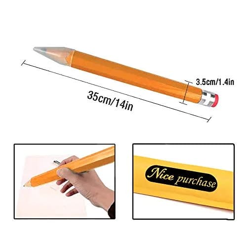 Nice Purchase Giant Wooden Jumbo Pencil Orange-Yellow 35cm (13.78in) | Novelty Writing Tool for Fun thumbnail 2