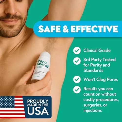 ZeroSweat Clinical Strength Antiperspirant Deodorant for Hyperhidrosis | 2.4 fl oz (2-Pack) | Stops Sweat for Up to 7 Days thumbnail 5