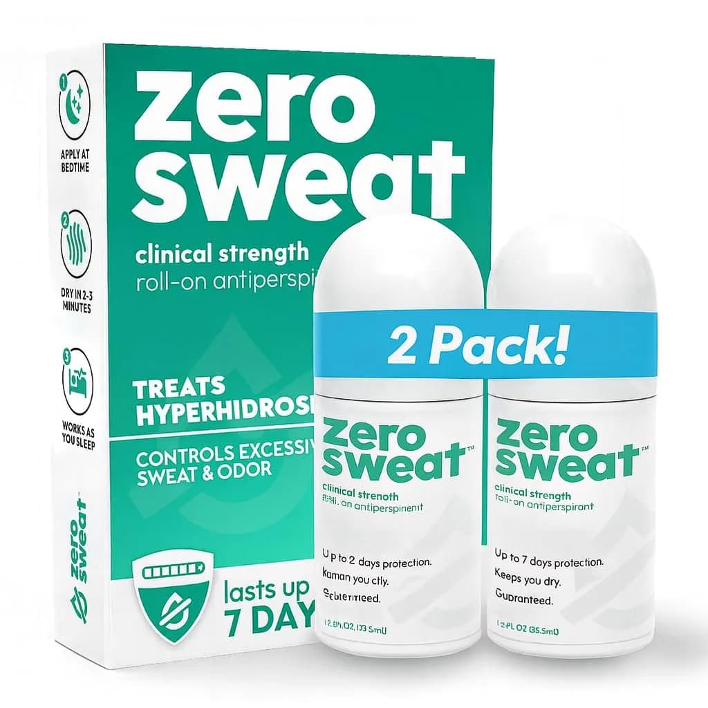 ZeroSweat Clinical Strength Antiperspirant Deodorant for Hyperhidrosis | 2.4 fl oz (2-Pack) | Stops Sweat for Up to 7 Days - main product image