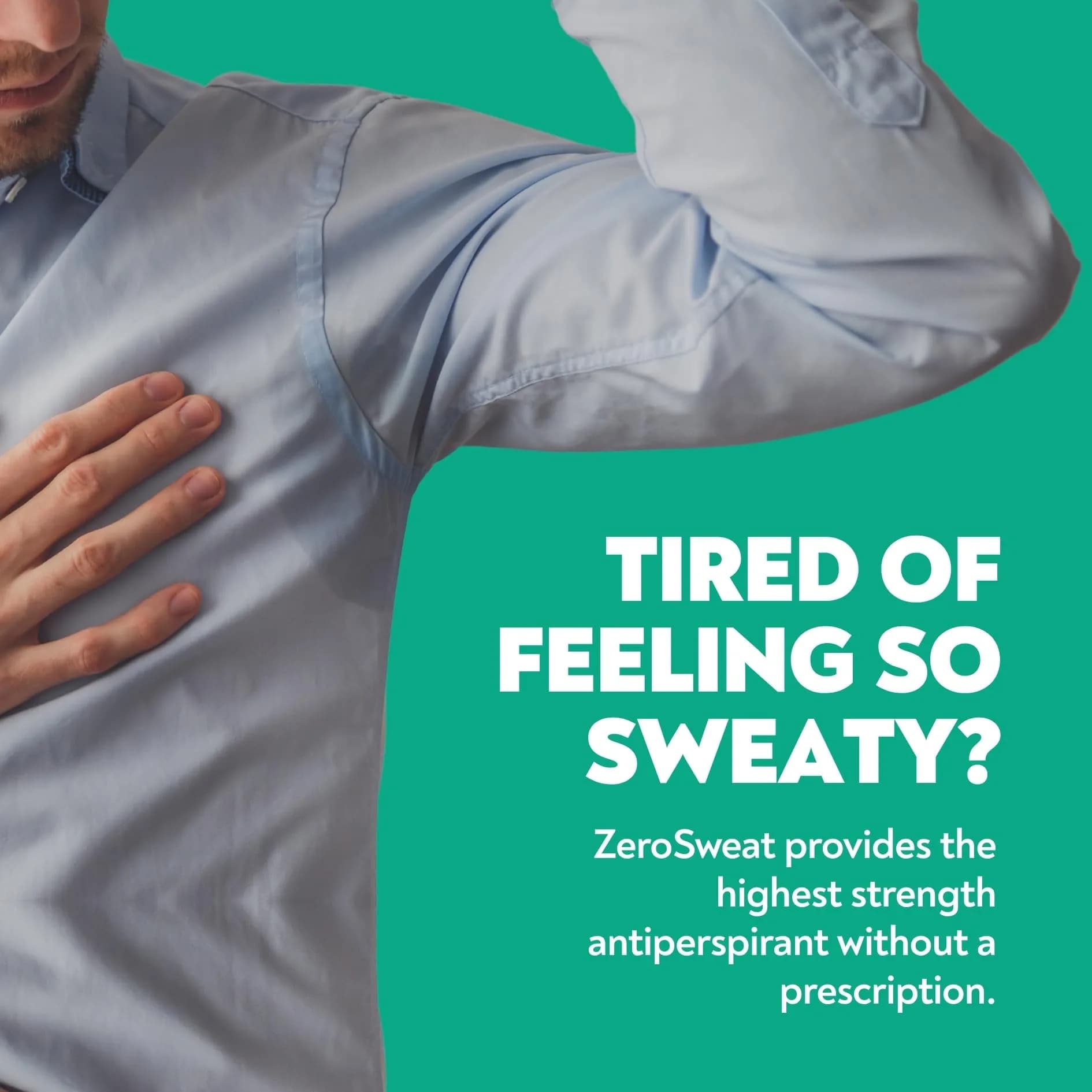 ZeroSweat Clinical Strength Antiperspirant Deodorant for Hyperhidrosis | 2.4 fl oz (2-Pack) | Stops Sweat for Up to 7 Days - view 2