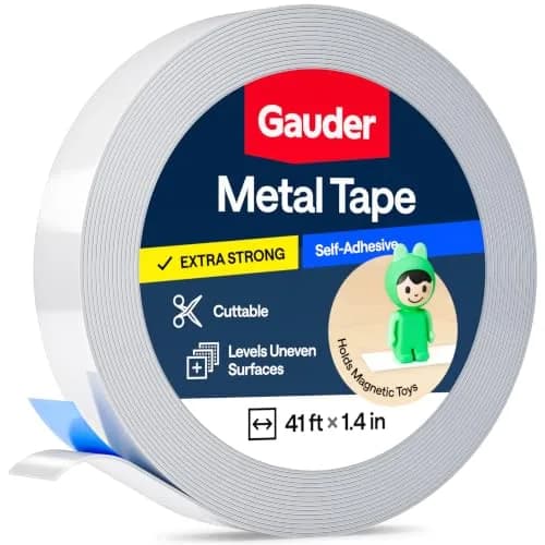 GAUDER Self-Adhesive Metal Tape for Magnets & Tonie Figures 12.5m (41 ft) | Ferrous Steel Strip with Foam Adhesive thumbnail 1