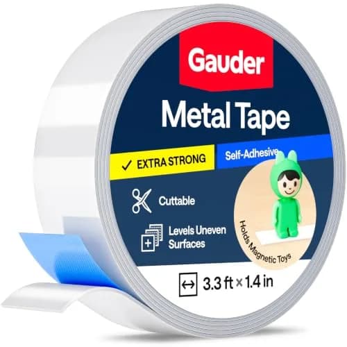 GAUDER Ferrous Metal Tape Self Adhesive | Steel Strip for Magnets 1m (3.3 ft) | Strong Adhesive Backing for Walls thumbnail 1