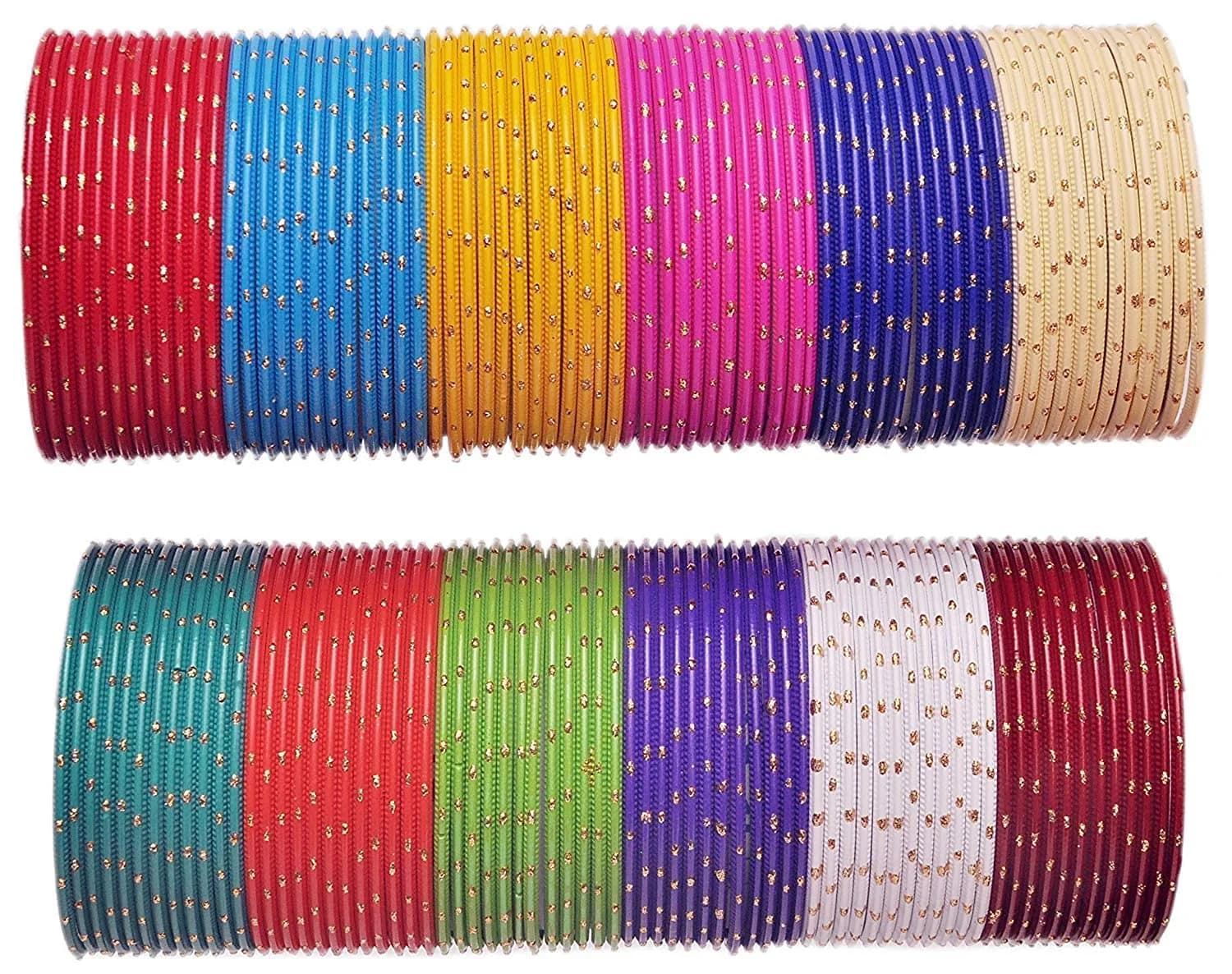 NMII 144-Piece Neon Colour Matte Finished Bangle Set for Women and Girls, Size 2.4 Inches (5.70 cm) | Vibrant Fashion Jewelry — Multicolour-Design-1 / 2.0