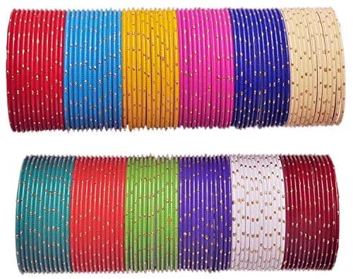 NMII Multicolour Metal Bangles Set for Women & Girls | 144 Bangles, 2 Inches | Perfect for Festivals & Daily Wear thumbnail 3