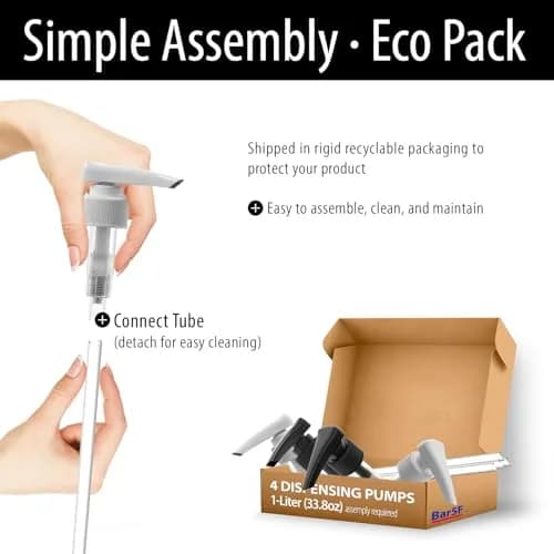 Bar5F White 33.8 oz Pump Dispenser | Universal for Shampoo & Conditioner (70-120 chars) thumbnail 3