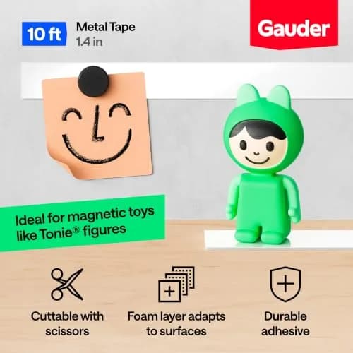 GAUDER Self-Adhesive Metal Tape 3.05 m (10 ft) x 3.56 cm (1.4 in) | Ferrous Steel Strip for Magnets thumbnail 2