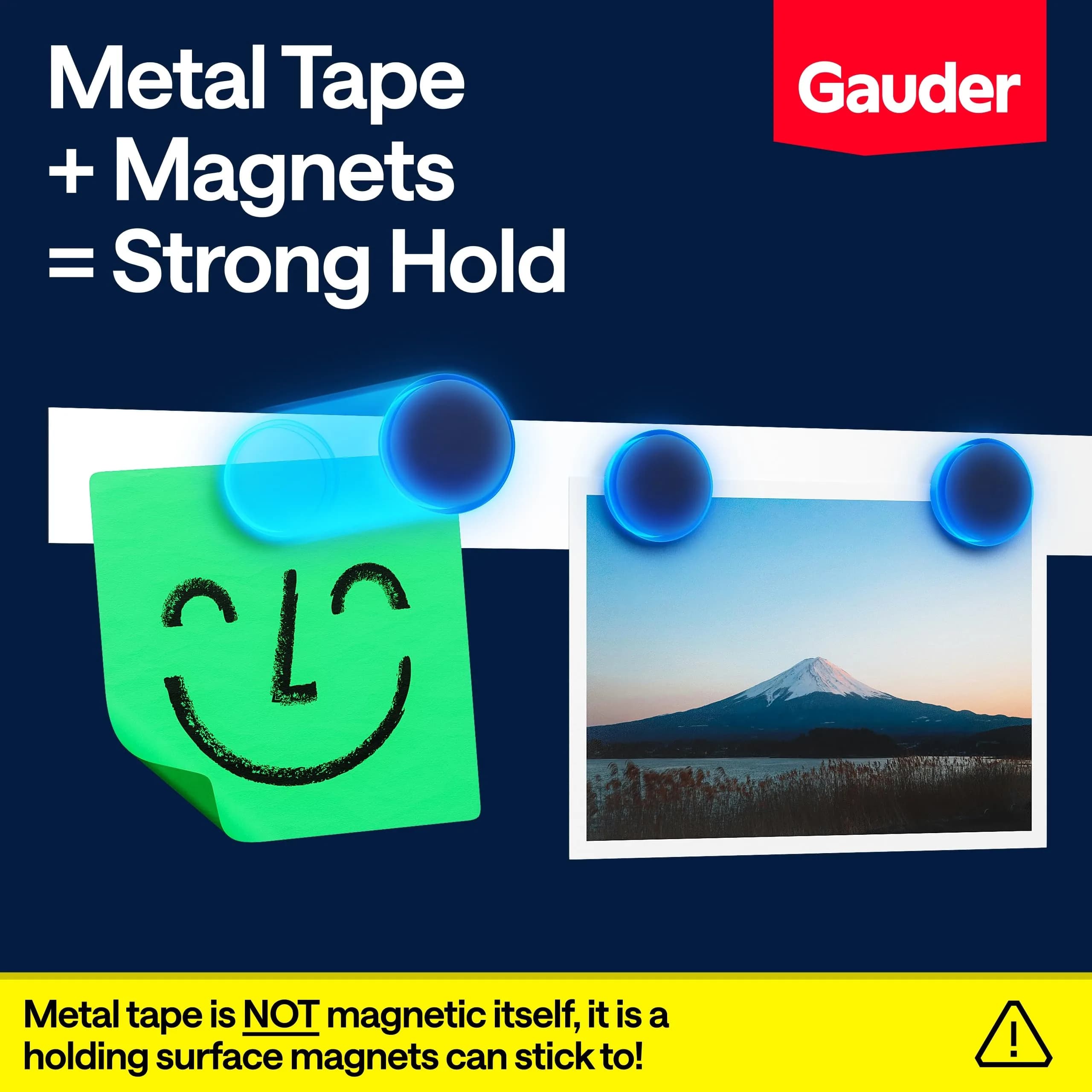 GAUDER Self-Adhesive Metal Tape 3.05 m (10 ft) x 3.56 cm (1.4 in) | Ferrous Steel Strip for Magnets - view 3