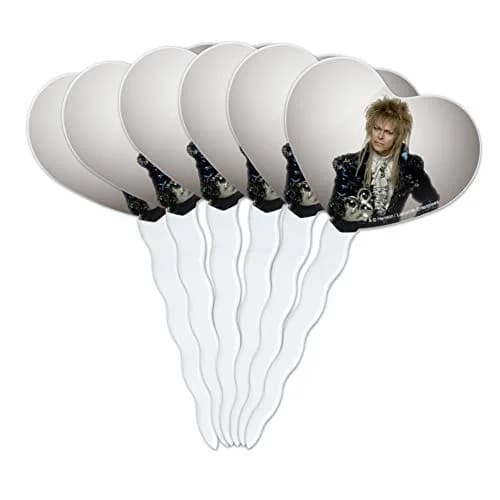 GRAPHICS & MORE David Bowie As Jareth From The Labyrinth Heart Love Cupcake Picks Set of 6 | Food-Safe Acrylic, 1.6" Wide thumbnail 1
