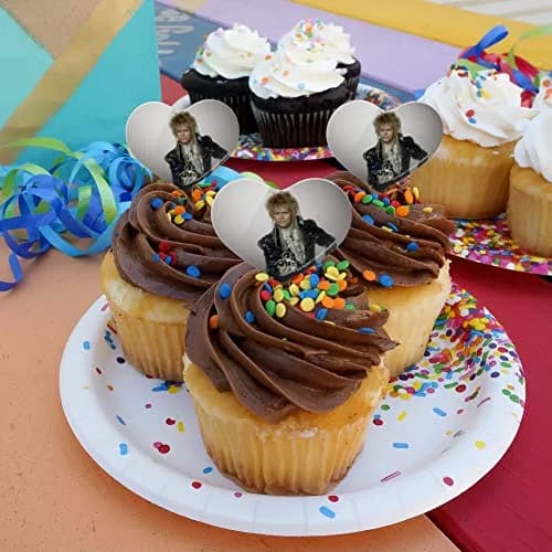 GRAPHICS & MORE David Bowie As Jareth From The Labyrinth Heart Love Cupcake Picks Set of 6 | Food-Safe Acrylic, 1.6" Wide thumbnail 4