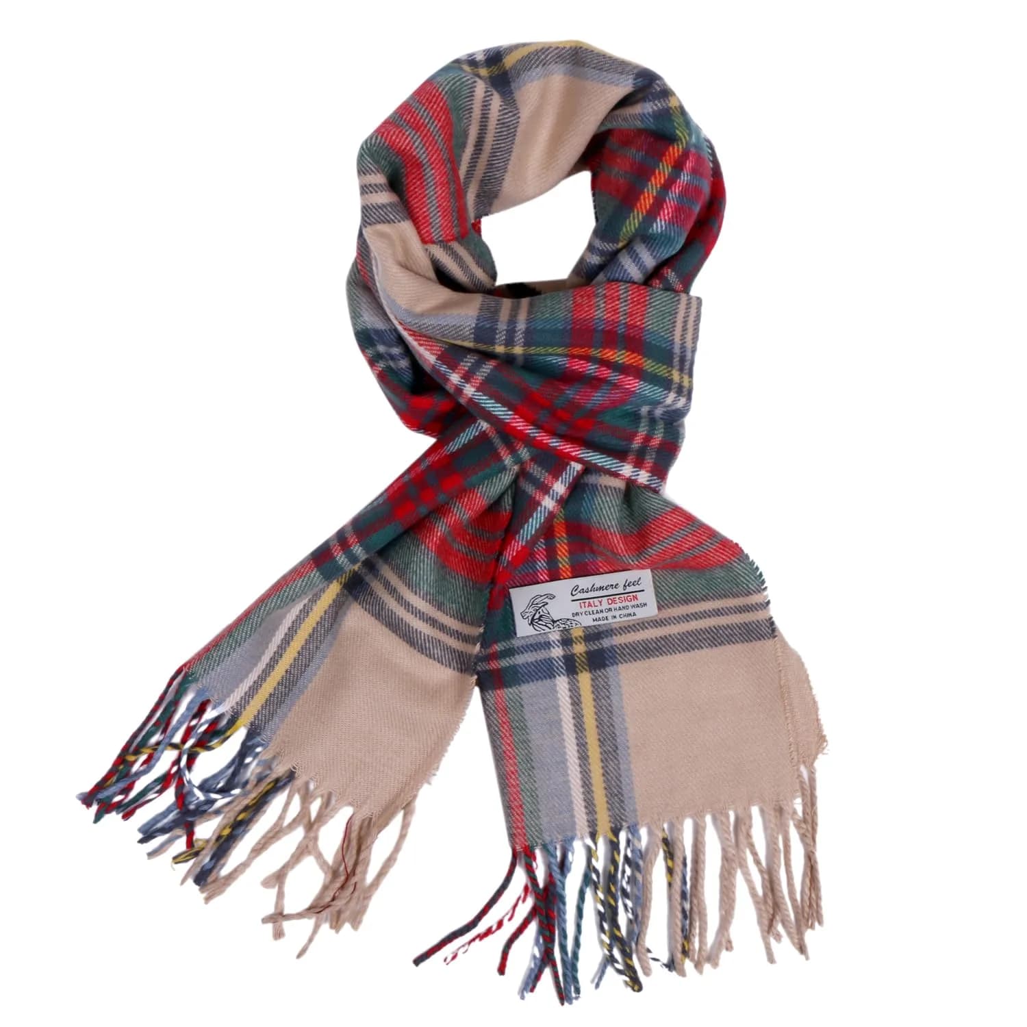 TZ Promise Plaid Cashmere Feel Scarf 183cm (72in) x 30.5cm (12in) | Soft Viscose Wrap for Men & Women - main product image
