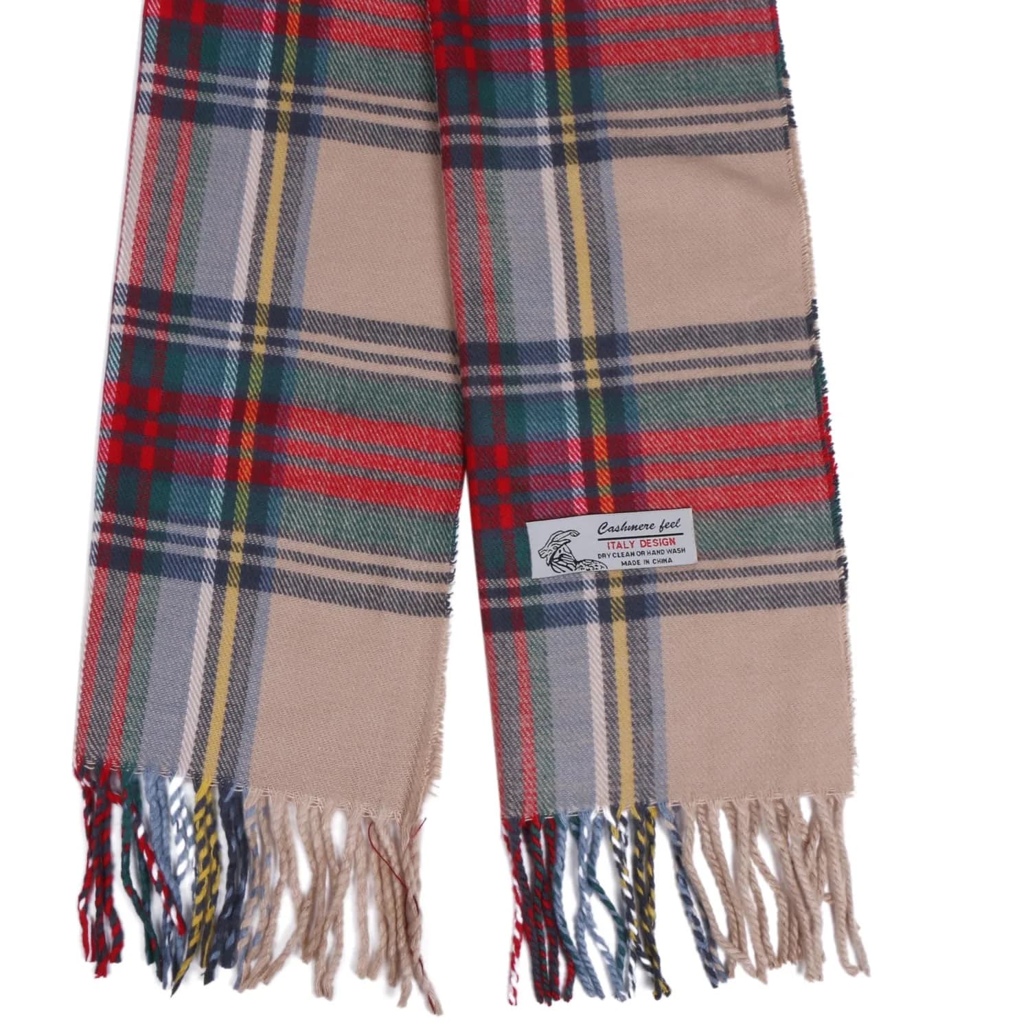 TZ Promise Plaid Cashmere Feel Scarf 183cm (72in) x 30.5cm (12in) | Soft Viscose Wrap for Men & Women - view 2