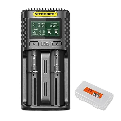 Nitecore UMS2 Battery Charger for Li-Ion/Ni-MH/Ni-Cd, Dual USB-C Slots, with Organizer | Fast, Safe Charging thumbnail 1