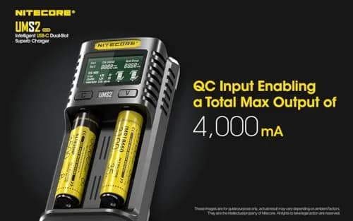 Nitecore UMS2 Battery Charger for Li-Ion/Ni-MH/Ni-Cd, Dual USB-C Slots, with Organizer | Fast, Safe Charging thumbnail 5