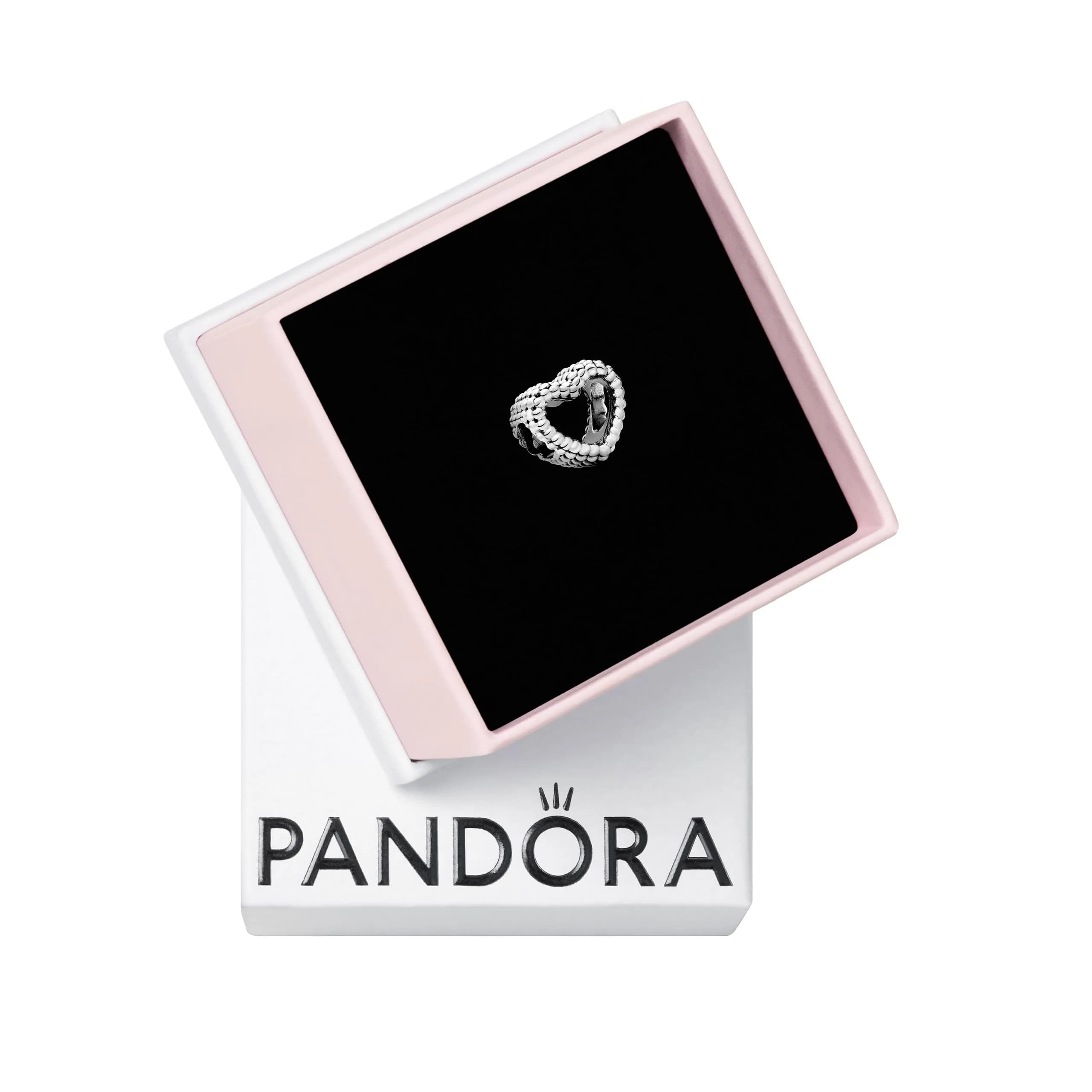 PANDORA Beaded Open Heart Charm Sterling Silver | Compatible with Pandora Moments Charm Bracelets