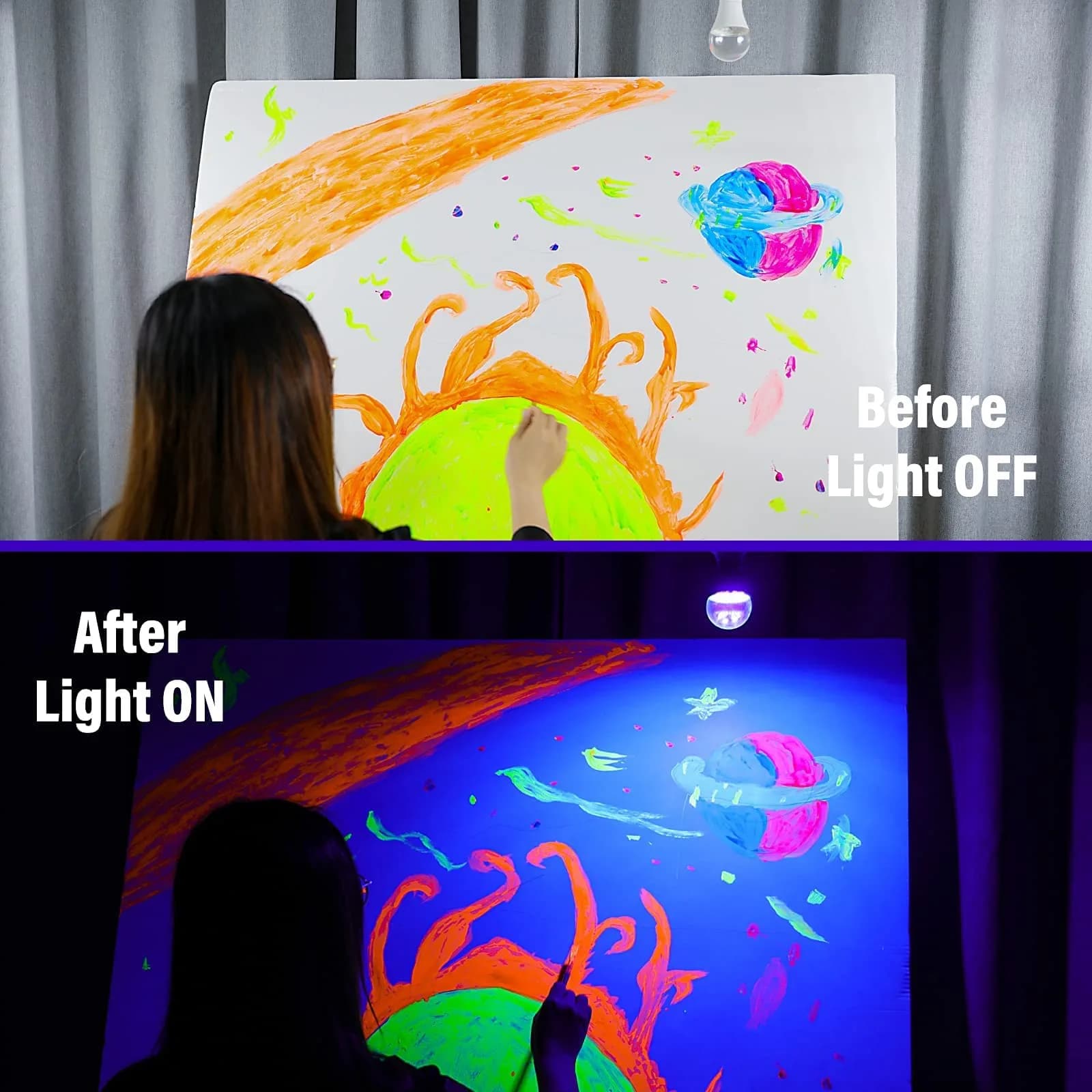 Onforu A19 LED Black Light Bulb 15W (E27 Base) | 395nm UV-A Glow for Parties & Decor - view 3