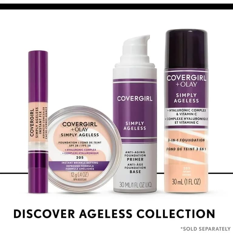 COVERGIRL Simply Ageless 3-in-1 Foundation - 275 Soft Sable | Anti-Aging Liquid Foundation with Hyaluronic Complex & Vitamin C - view 4