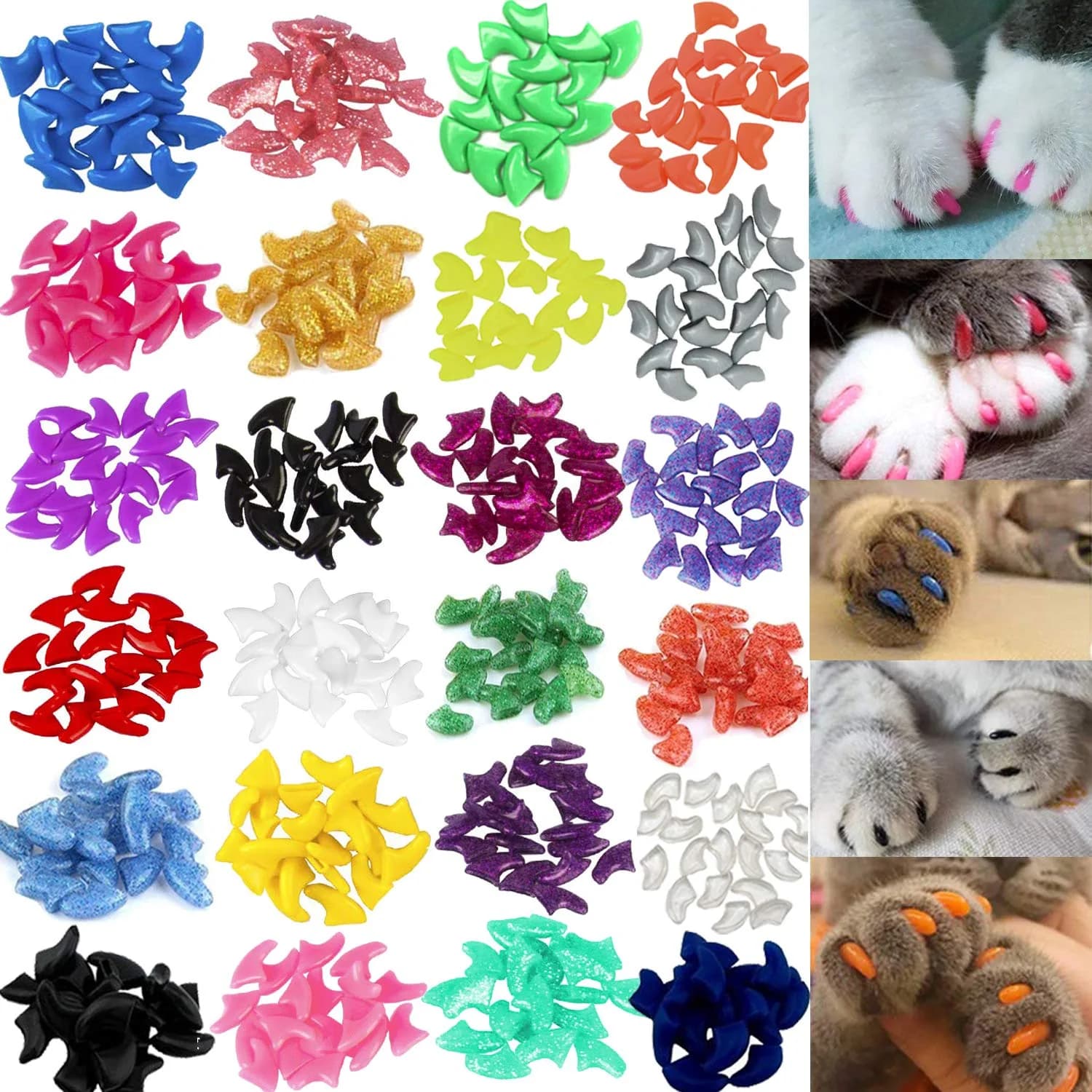 VICTHY Cat Nail Caps 140pcs (14 Colors) Small | Safe Adhesive & Applicators