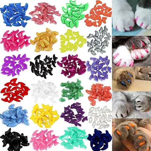 VICTHY Cat Nail Caps 140pcs (14 Colors) Small | Safe Adhesive & Applicators thumbnail 1