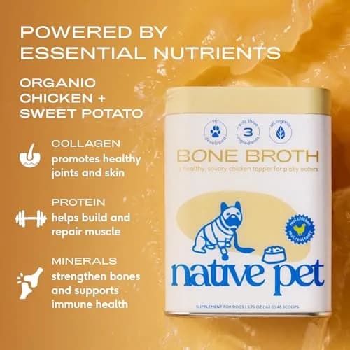 Native Pet Bone Broth for Dogs & Cats - Chicken Bone Broth Powder | Supports Joint, Immunity & Heart Health - 96 Scoops thumbnail 2