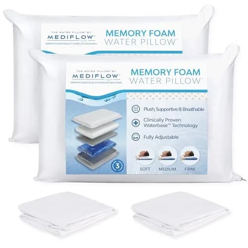 Mediflow Water Pillow Memory Foam Water Base Technology | Adjustable Neck Support (70-120 chars) thumbnail 1