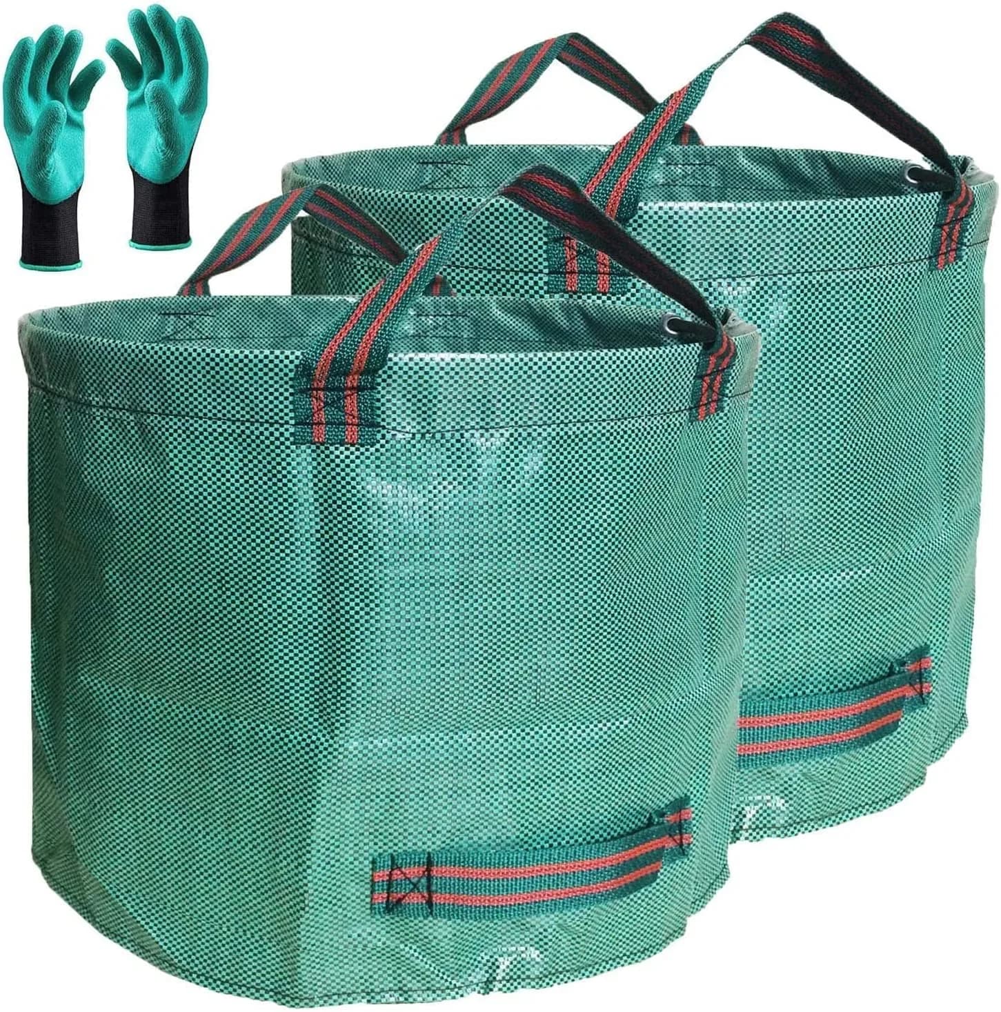 Tespher 137 Gallon Reusable Yard Waste Bags (D34"xH34") with Gloves | Heavy Duty Polypropylene for Lawn Debris