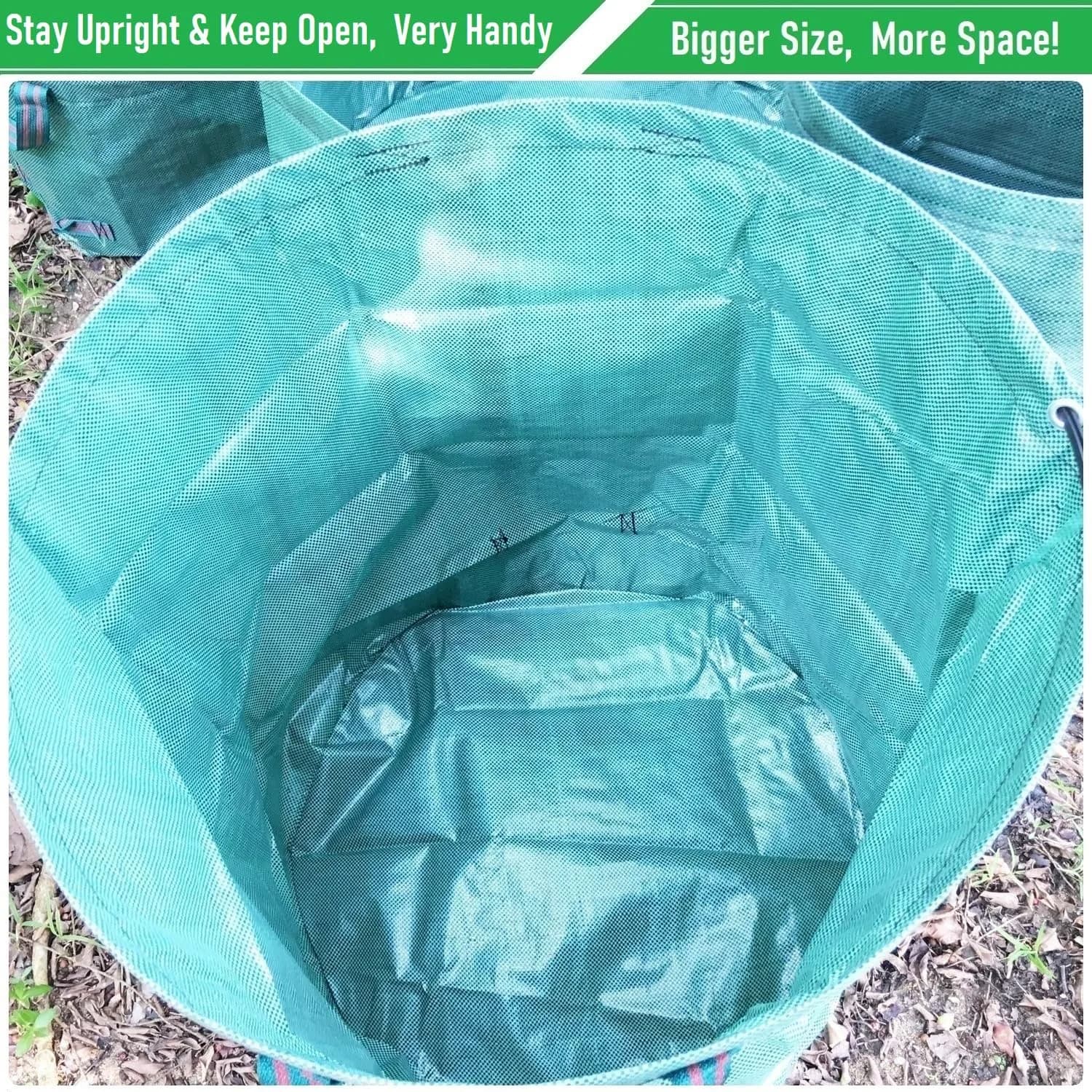Tespher 137 Gallon Reusable Yard Waste Bags (D34"xH34") with Gloves | Heavy Duty Polypropylene for Lawn Debris - view 5