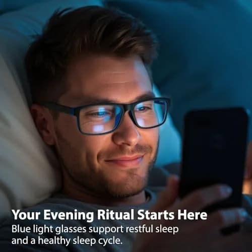 BLUE CUT Blue Light Blocking Glasses for Men & Women, Clear Square Frame 55mm Lens | Reduce Eye Strain thumbnail 5