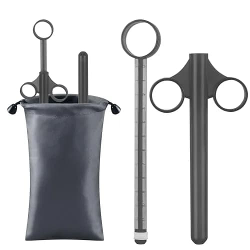 NEWJINDA Black Lube Applicator Syringe with Storage Bag - 2 Pcs, 10ml Precise Scales | Reusable Anal Lube Shooter thumbnail 1