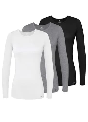 ADAR Medical Uniforms Underscrubs for Women 3 Pack - Long Sleeve Comfort Tee - XXS thumbnail 1
