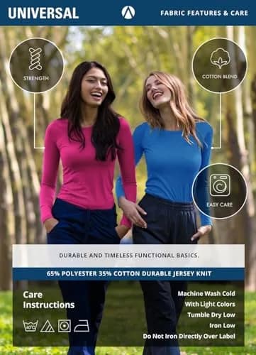 ADAR Medical Uniforms Underscrubs for Women 3 Pack - Long Sleeve Comfort Tee - XXS thumbnail 8