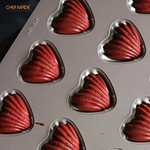 CHEFMADE Heart Madeleine Mold Cake Pan 12-Cavity | Non-Stick Shell Cake Pan for Oven Baking (Champagne Gold) thumbnail 6