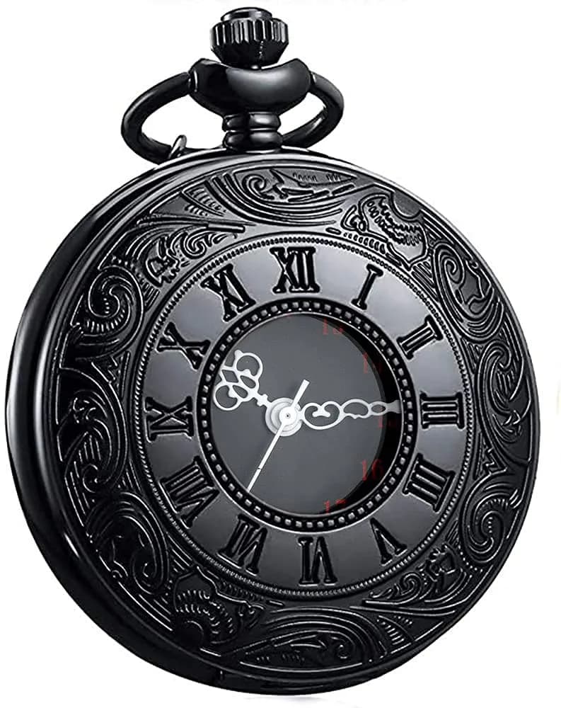 LYMFHCH Vintage Pocket Watch with Chain, Roman Numerals Scale Quartz Pocket Watch 46mm (1.8") | Classic Engraved Design for Gifting - view 6