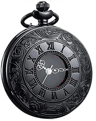 LYMFHCH Vintage Pocket Watch with Chain, Roman Numerals Scale Quartz Pocket Watch 46mm (1.8") | Classic Engraved Design for Gifting thumbnail 6