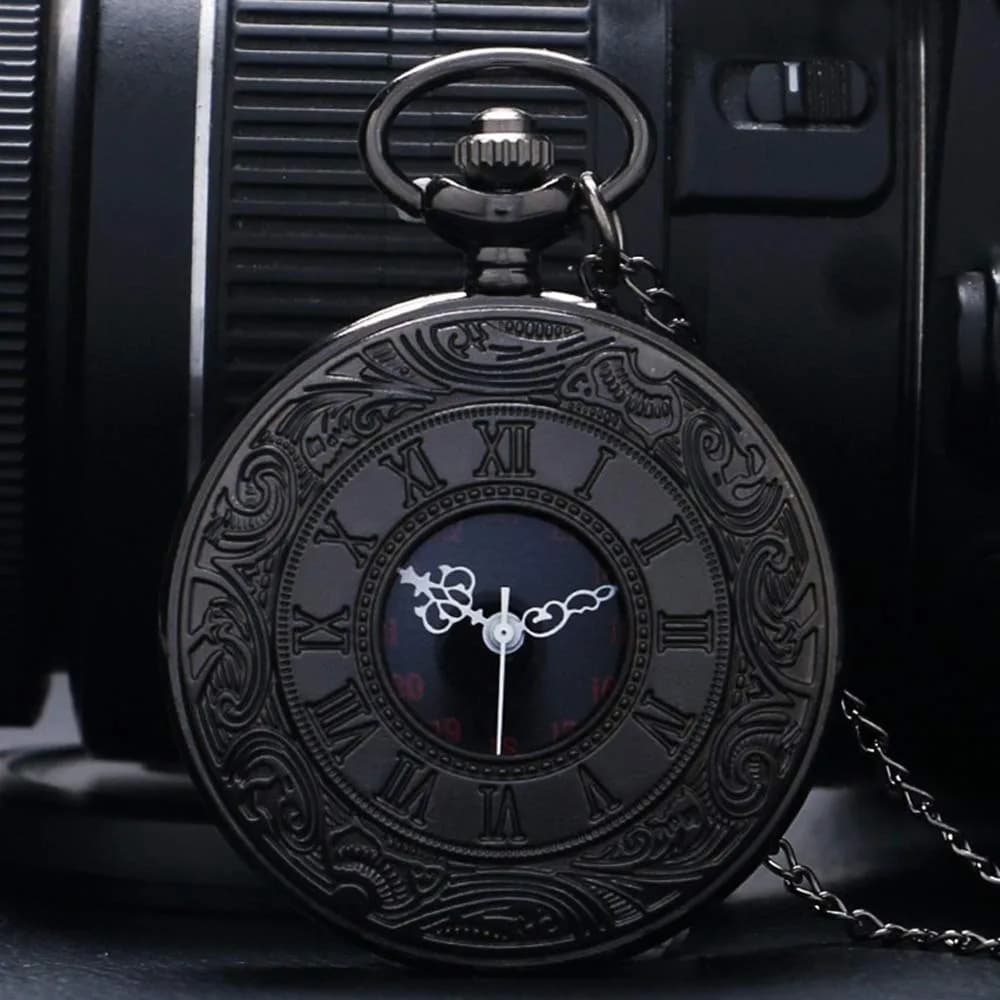 LYMFHCH Vintage Pocket Watch with Chain, Roman Numerals Scale Quartz Pocket Watch 46mm (1.8") | Classic Engraved Design for Gifting - view 8